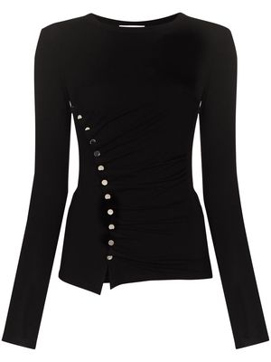 Paco Rabanne snap-fastening long-sleeve T-shirt - Black
