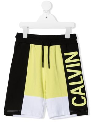 Calvin Klein Kids logo-print track shorts - Yellow