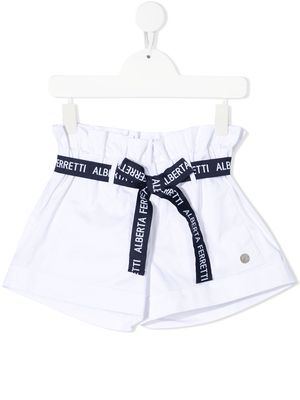 Alberta Ferretti Kids paperbag waist stretch-cotton shorts - White