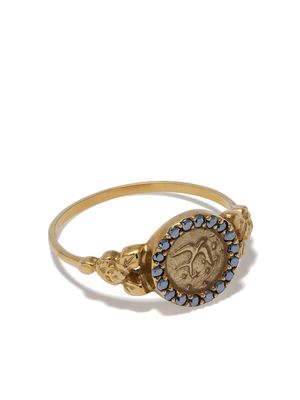 Feidt Paris 9kt yellow gold bird sapphire ring
