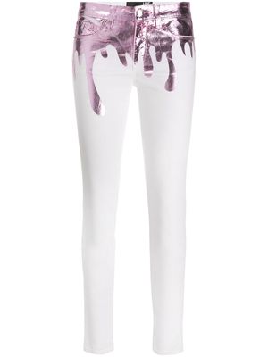 Love Moschino paint splattered slim-fit jeans - White