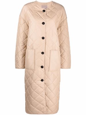 12 STOREEZ collarless quilted coat - Neutrals