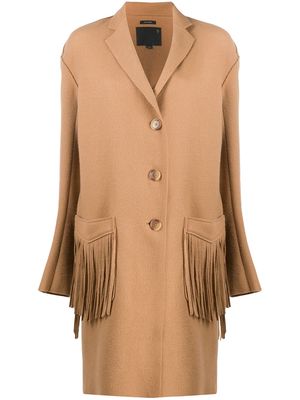 R13 oversized fringed coat - Neutrals