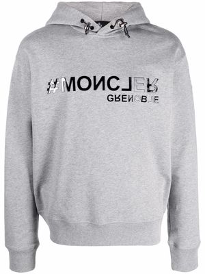 Moncler Grenoble logo-print cotton hoodie - Grey