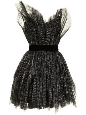 Ralph & Russo pleated-tulle strapless minidress - Black