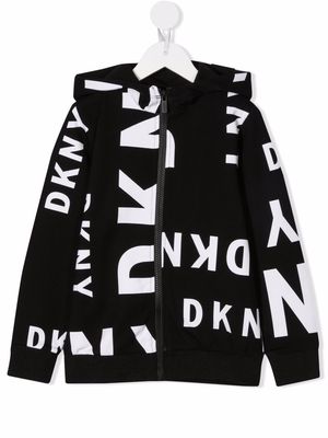 Dkny Kids logo-print zipped hoodie - Black