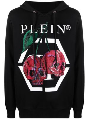 Philipp Plein rhinestone-cherries cotton hoodie - Black
