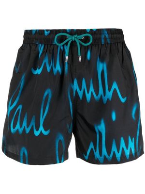 PAUL SMITH logo-print swim shorts - Black