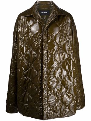 Raf Simons quilted zip-up coat - Green