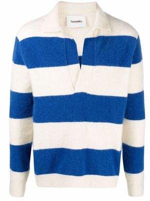 Nanushka striped knit polo shirt - Blue