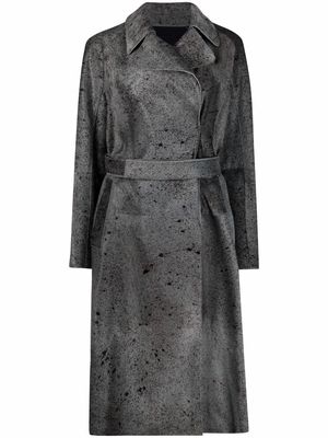 Boon The Shop patterned leather trench coat - Grey