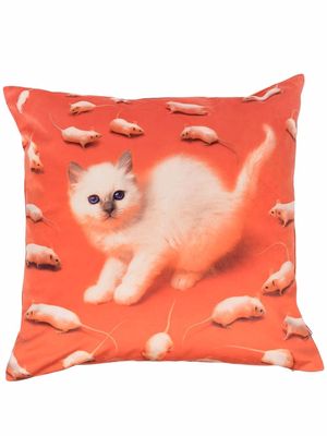 Seletti cat print cushion - Orange