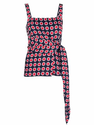 Boutique Moschino polka-dot belted tank top - Blue