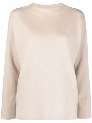 Gentry Portofino drop-shoulder long-sleeved knitted top - Neutrals