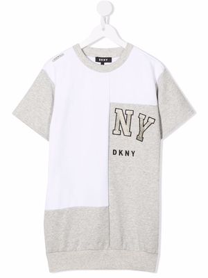 Dkny Kids TEEN logo-embroidered two-tone minidress - Grey