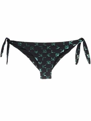 Karl Lagerfeld iridescent-logo bikini bottoms - Black