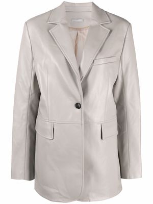 12 STOREEZ matte faux-leather oversized blazer - Grey