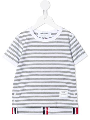 Thom Browne Kids stripe-print T-shirt - Grey