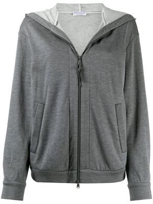 Brunello Cucinelli zipped long-sleeve hoodie - Grey
