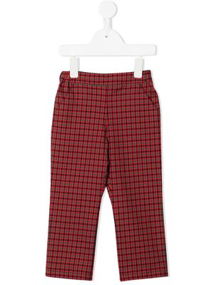 Familiar plaid-check print trousers - Red