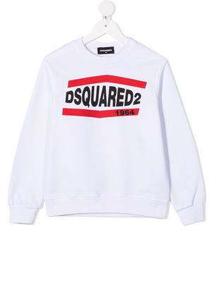 Dsquared2 Kids logo print cotton sweatshirt - White