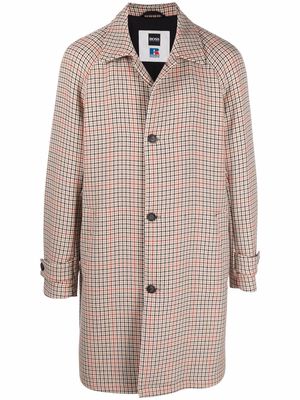 Boss Hugo Boss x Russell Athletic single-breasted houndstooth motif coat - Neutrals