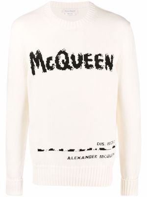 Alexander McQueen Graffiti intarsia-knit jumper - Neutrals
