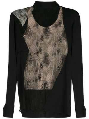 Gloria Coelho lace crepe blouse - Black
