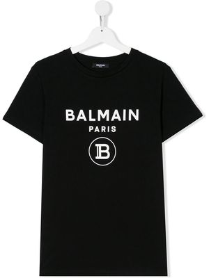 Balmain Kids TEEN printed logo T-shirt - Black