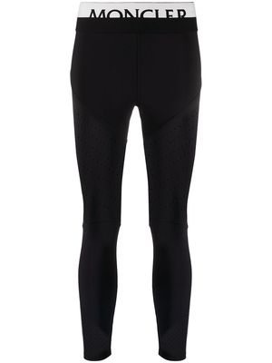 Moncler logo waistband leggings - Black