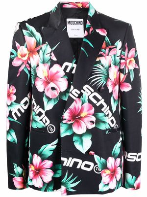 Moschino floral-print double-breasted blazer - Black
