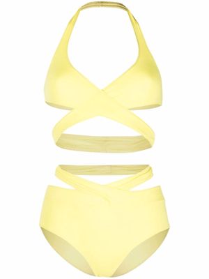 ALESSANDRO VIGILANTE strappy halterneck bikini - Yellow