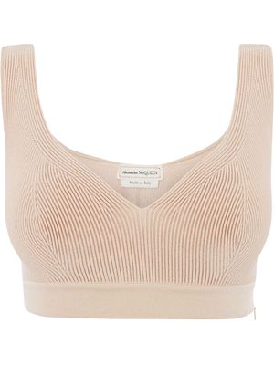 Alexander McQueen ribbed knit cropped top - Pink