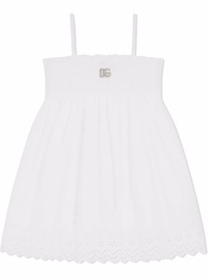 Dolce & Gabbana Kids ruched cotton sundress - White