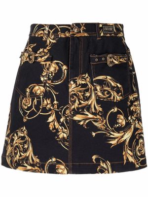 Versace Jeans Couture Baroque-print mini skirt - Black