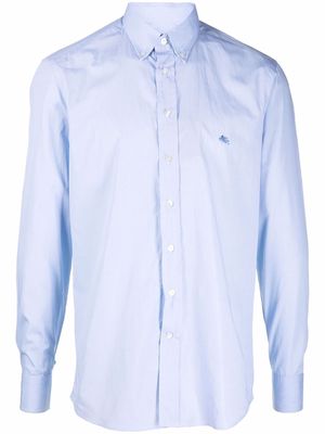 ETRO logo-embroidered cotton shirt - Blue