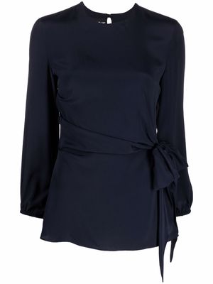 Boutique Moschino tie-waist longsleeved blouse - Blue
