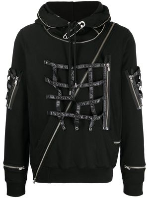 Takahiromiyashita The Soloist safety pin detail hoodie - Black