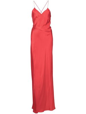 Michelle Mason cross-strap silk wrap gown - Red