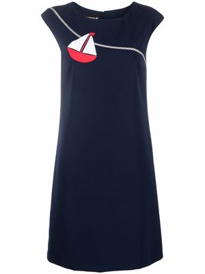 Boutique Moschino boat-appliqué shift dress - Blue