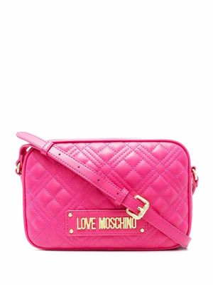 Love Moschino logo-lettering quilted crossbody bag - Pink