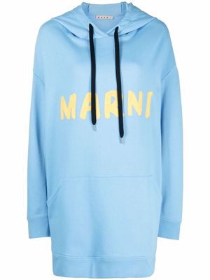 Marni logo-print hoodie - Blue