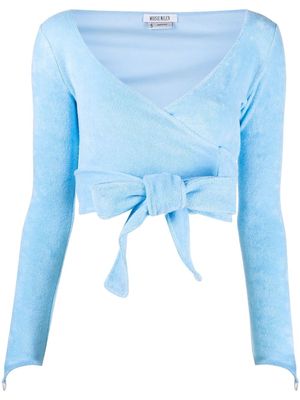 Maisie Wilen knitted wrap crop top - Blue