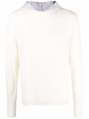 Eleventy two-tone hooded jumper - White