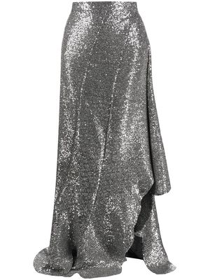 AMI Paris ruffle asymmetric skirt - Silver