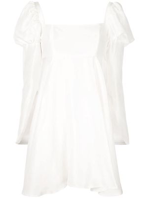 Macgraw puff-shoulder flared dress - White