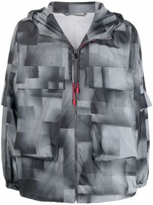 A BETTER MISTAKE geometric-print hooded jacket - Grey