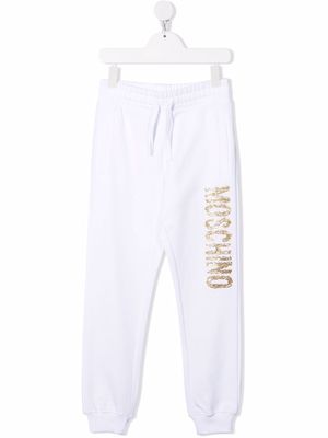 Moschino Kids logo-print cotton track pants - White