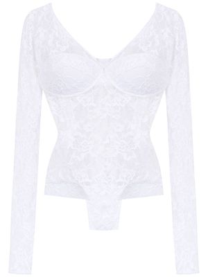 Amir Slama long sleeved lace bodysuit - White