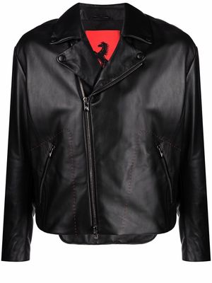Ferrari Prancing Horse leather biker jacket - Black